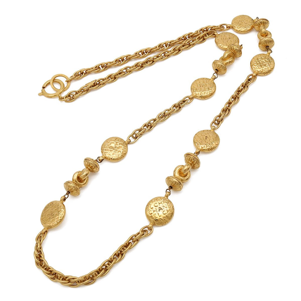 Chanel Mademoiselle Necklace Logo Chain Vintage Gold Plated — view 2