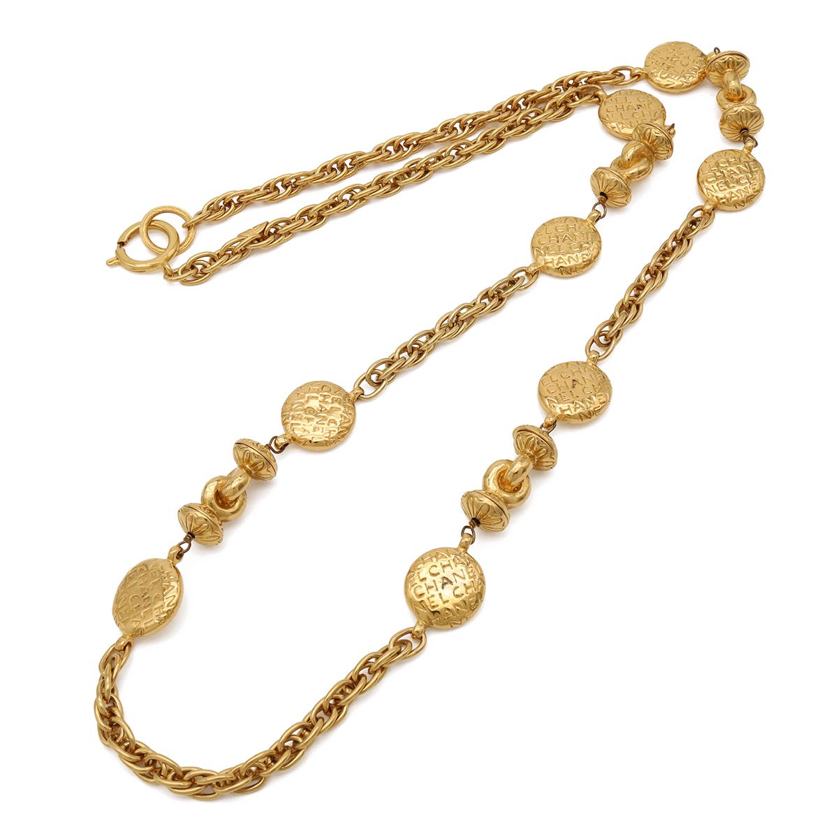 Chanel Mademoiselle Necklace Logo Chain Vintage Gold Plated — view 2