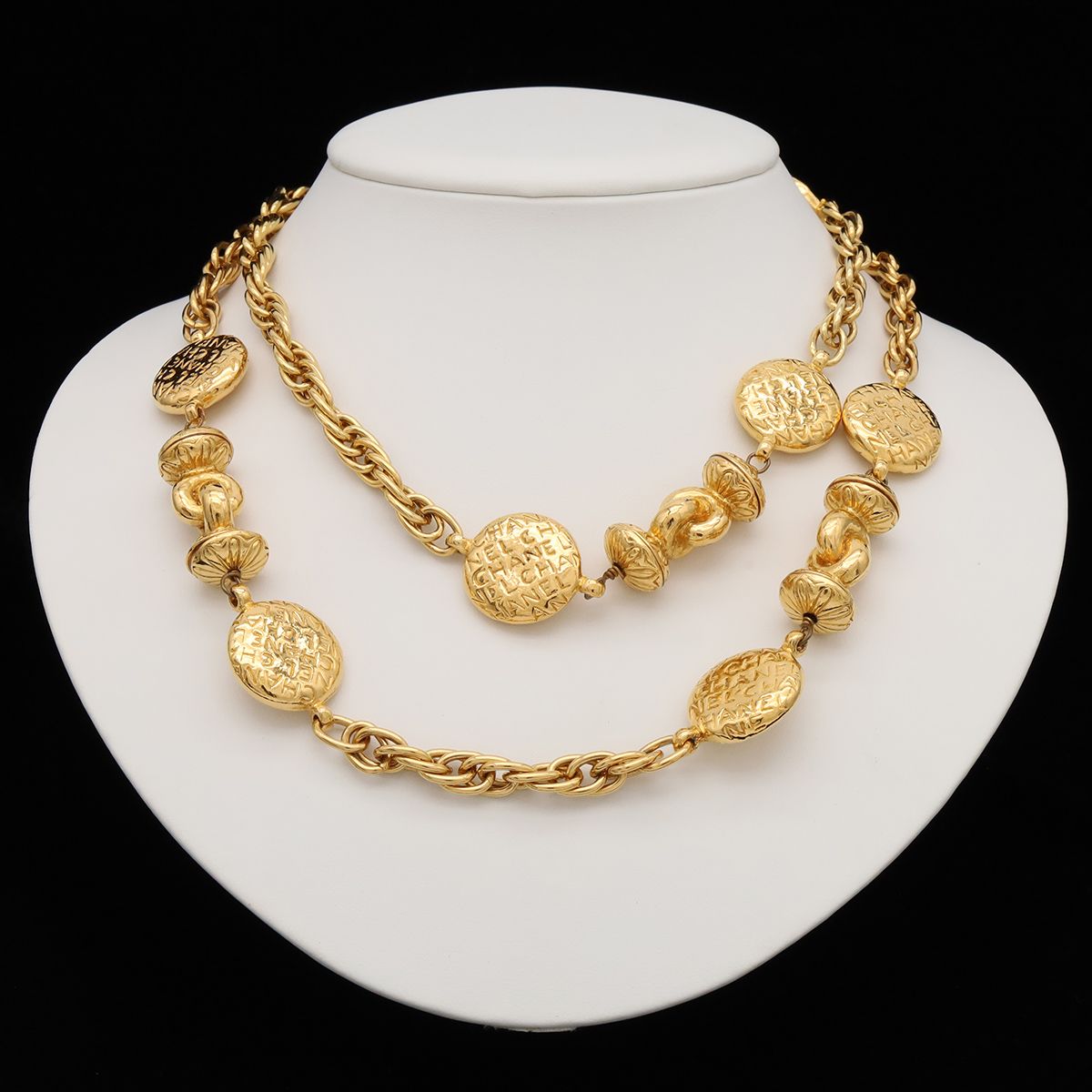 Chanel Mademoiselle Necklace Logo Chain Vintage Gold Plated — view 7
