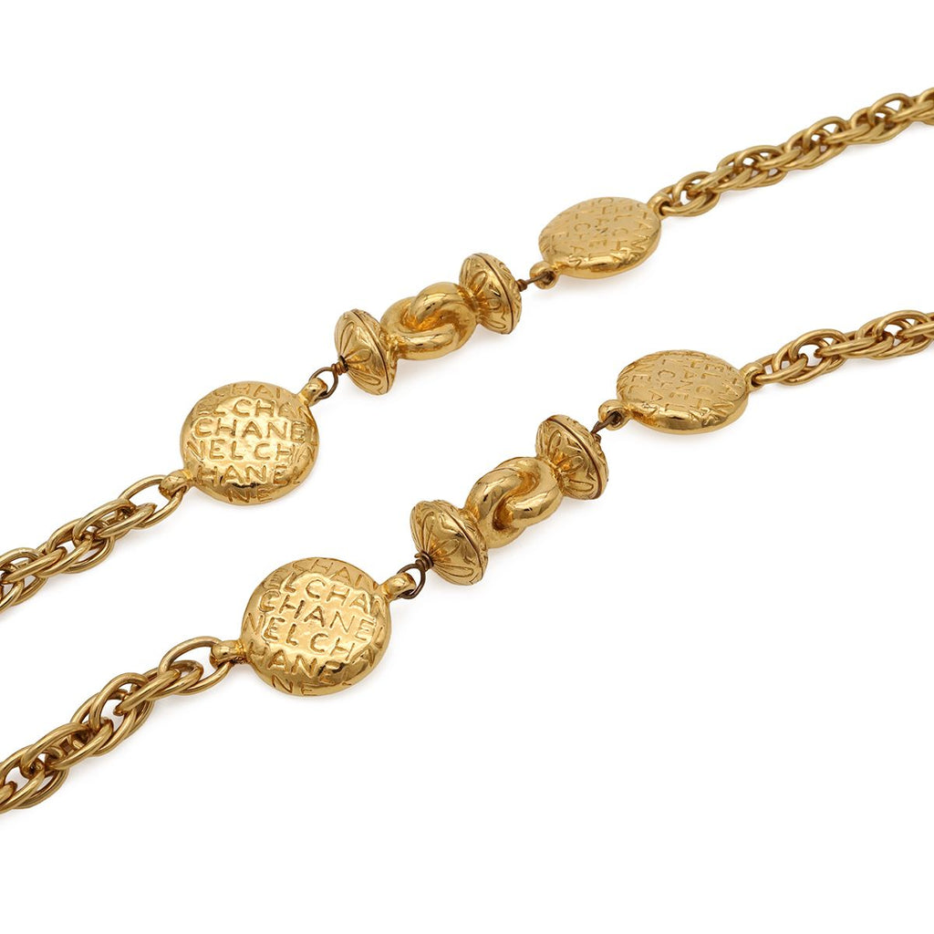 Chanel Mademoiselle Necklace Logo Chain Vintage Gold Plated — view 4