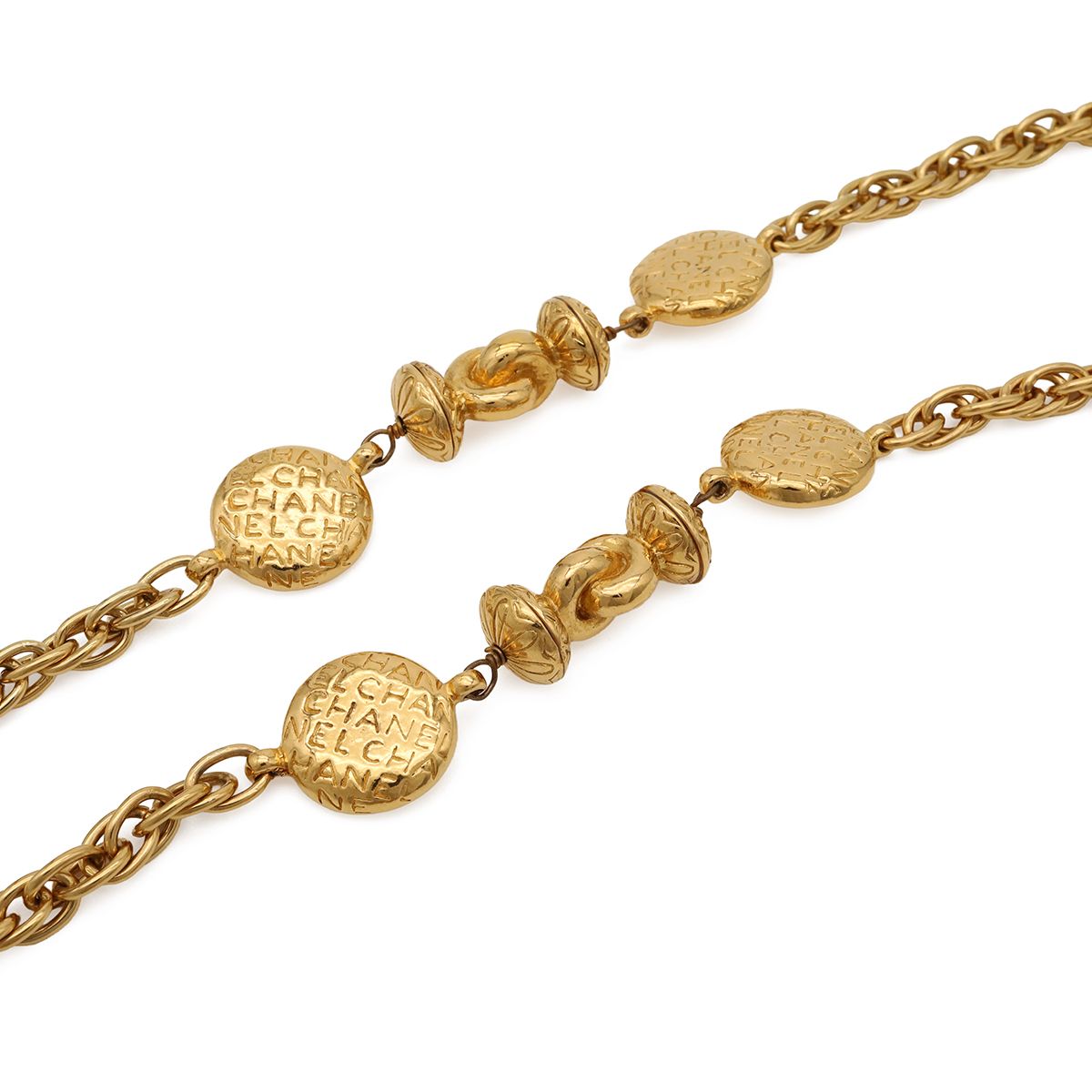 Chanel Mademoiselle Necklace Logo Chain Vintage Gold Plated — view 4