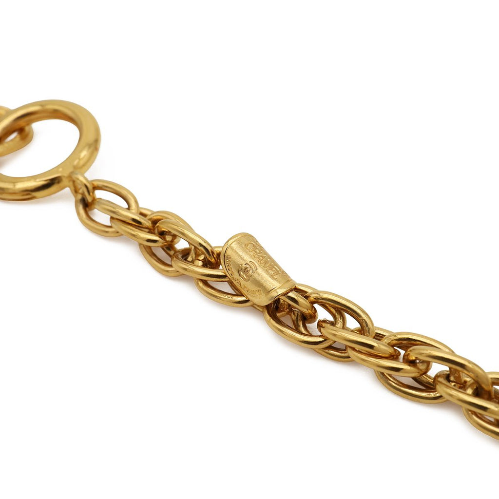 Chanel Mademoiselle Necklace Logo Chain Vintage Gold Plated — view 6