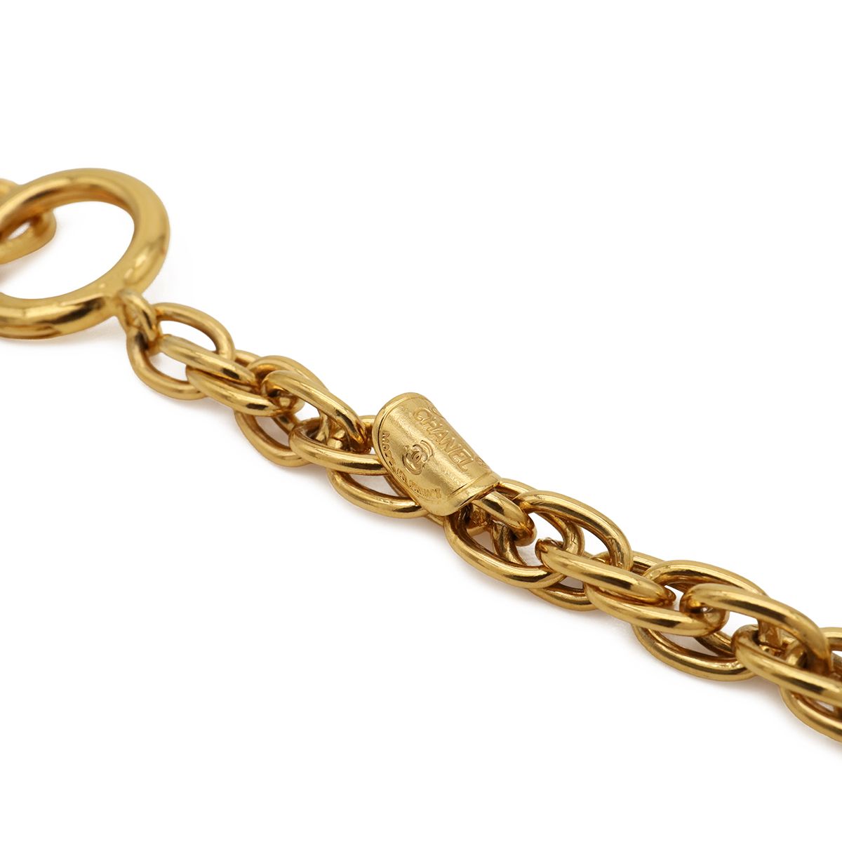 Chanel Mademoiselle Necklace Logo Chain Vintage Gold Plated — view 6