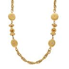 Chanel Mademoiselle Necklace Logo Chain Vintage Gold Plated