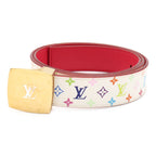 Louis Vuitton Monogram Multicolor Ceinture Carre Belt Leather Blanc White 85