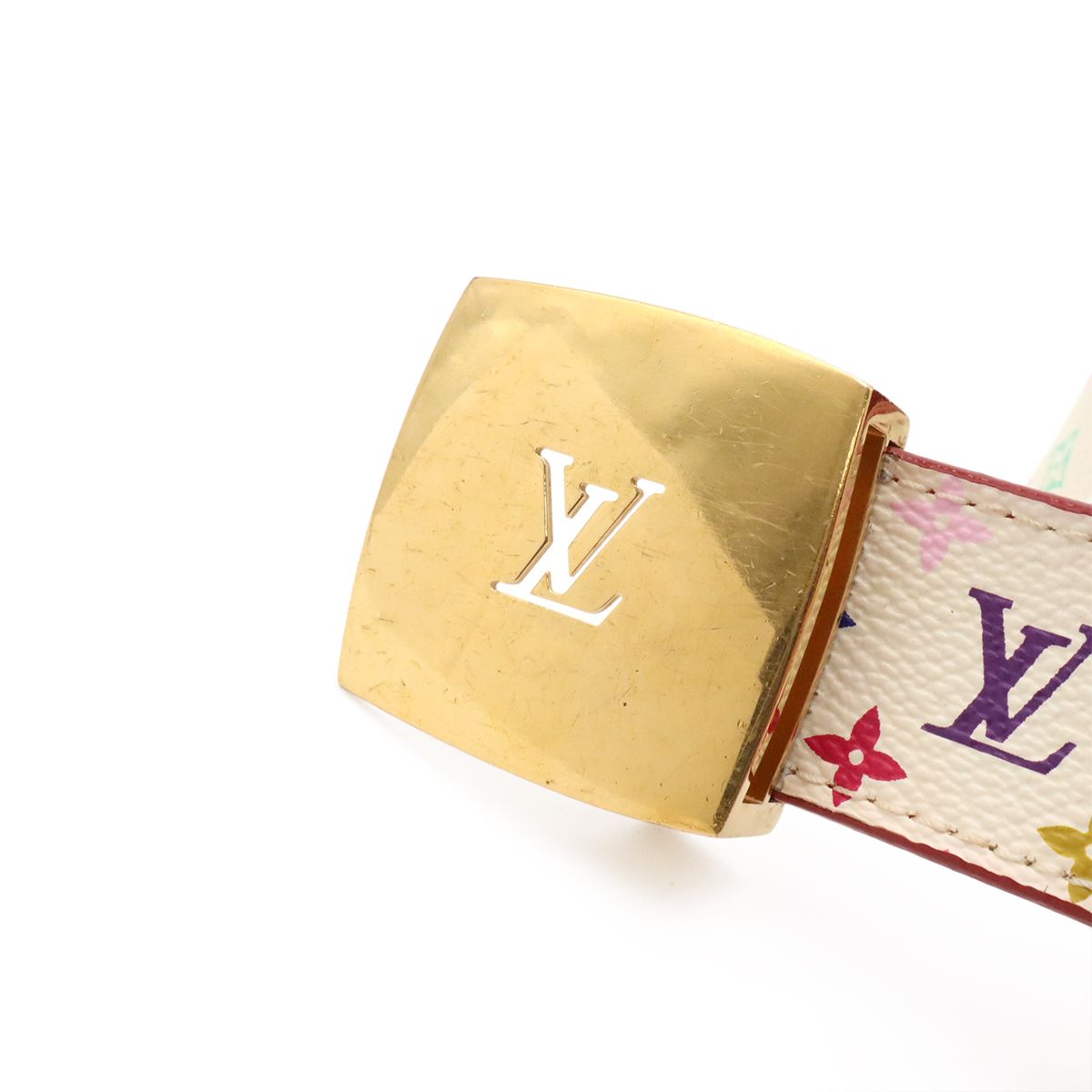 Louis Vuitton Monogram Multicolor Ceinture Carre Belt Leather Blanc White 80 — view 3