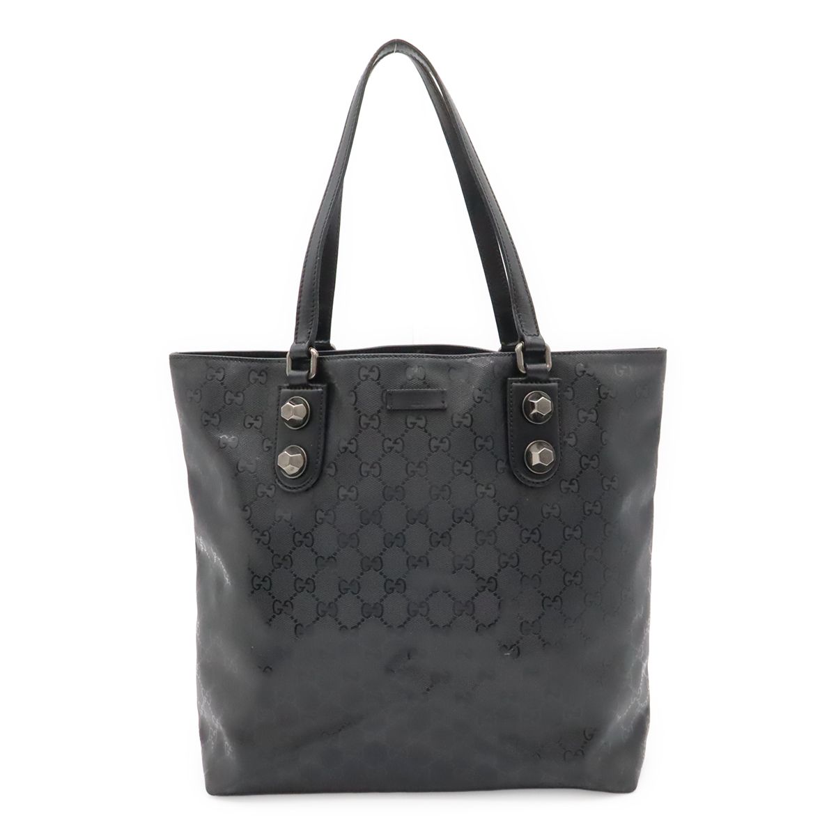Gucci GG Supreme Tote Shoulder Leather Black Silver