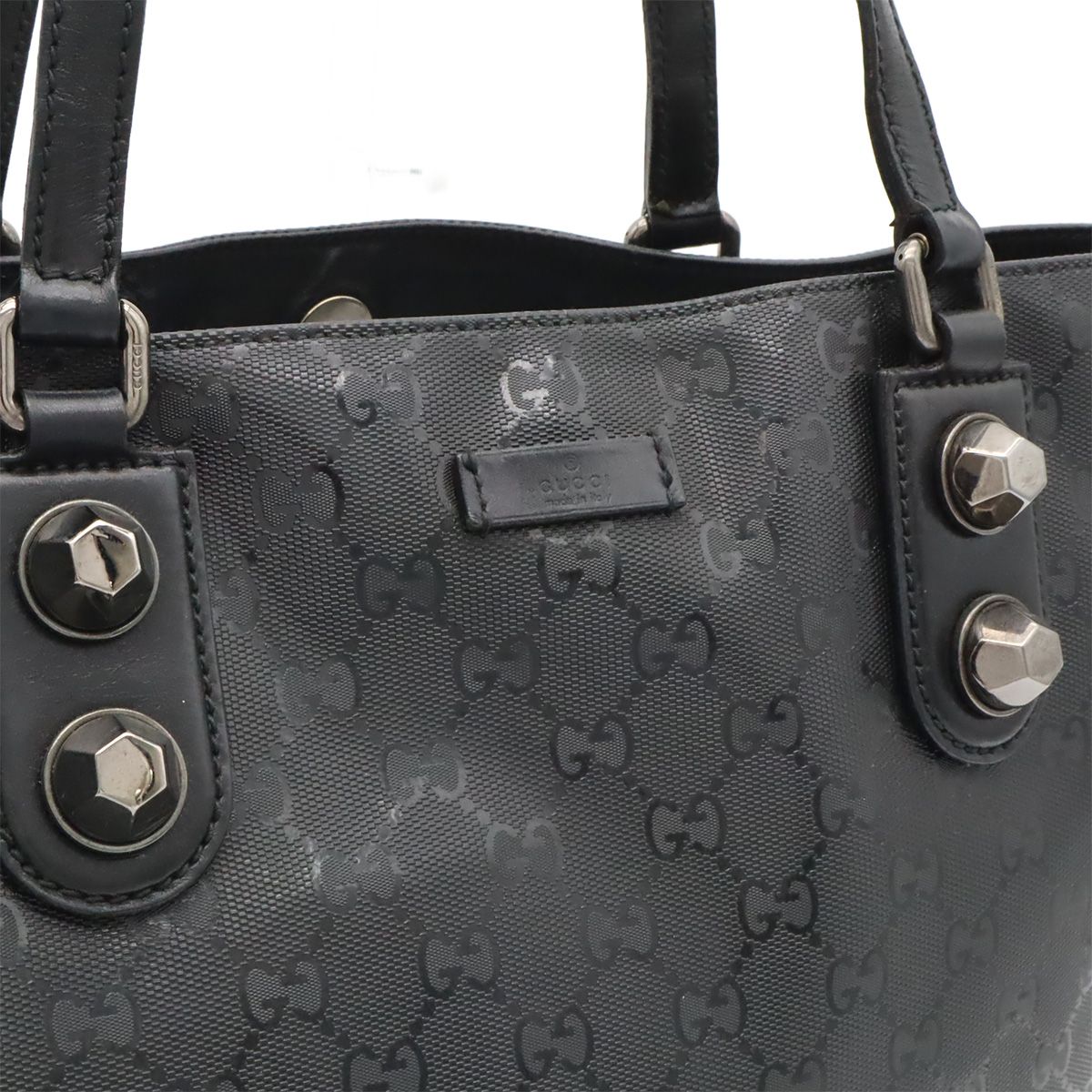 Gucci GG Supreme Tote Shoulder Leather Black Silver — view 9