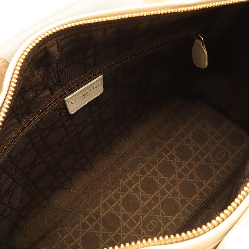 Dior Lady Cannage 2-Way Shoulder Bag Leather White Gold — view 6