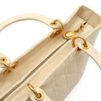 Dior Lady Cannage 2-Way Shoulder Bag Leather White Gold — view 5