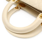 Dior Lady Cannage 2-Way Shoulder Bag Leather White Gold — view 4