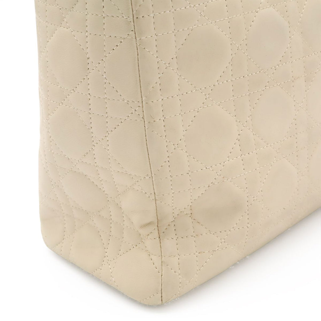 Dior Lady Cannage 2-Way Shoulder Bag Leather White Gold — view 7