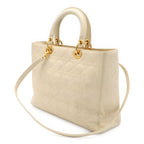 Dior Lady Cannage 2-Way Shoulder Bag Leather White Gold — view 2