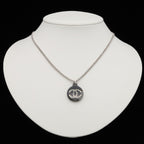Chanel CC Logo CC Mark Pendant Metal Rhinestone Black Silver — view 6