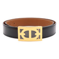 Hermes Chaine D'ancre Reversible Belt Leather Black Brown Gold 85