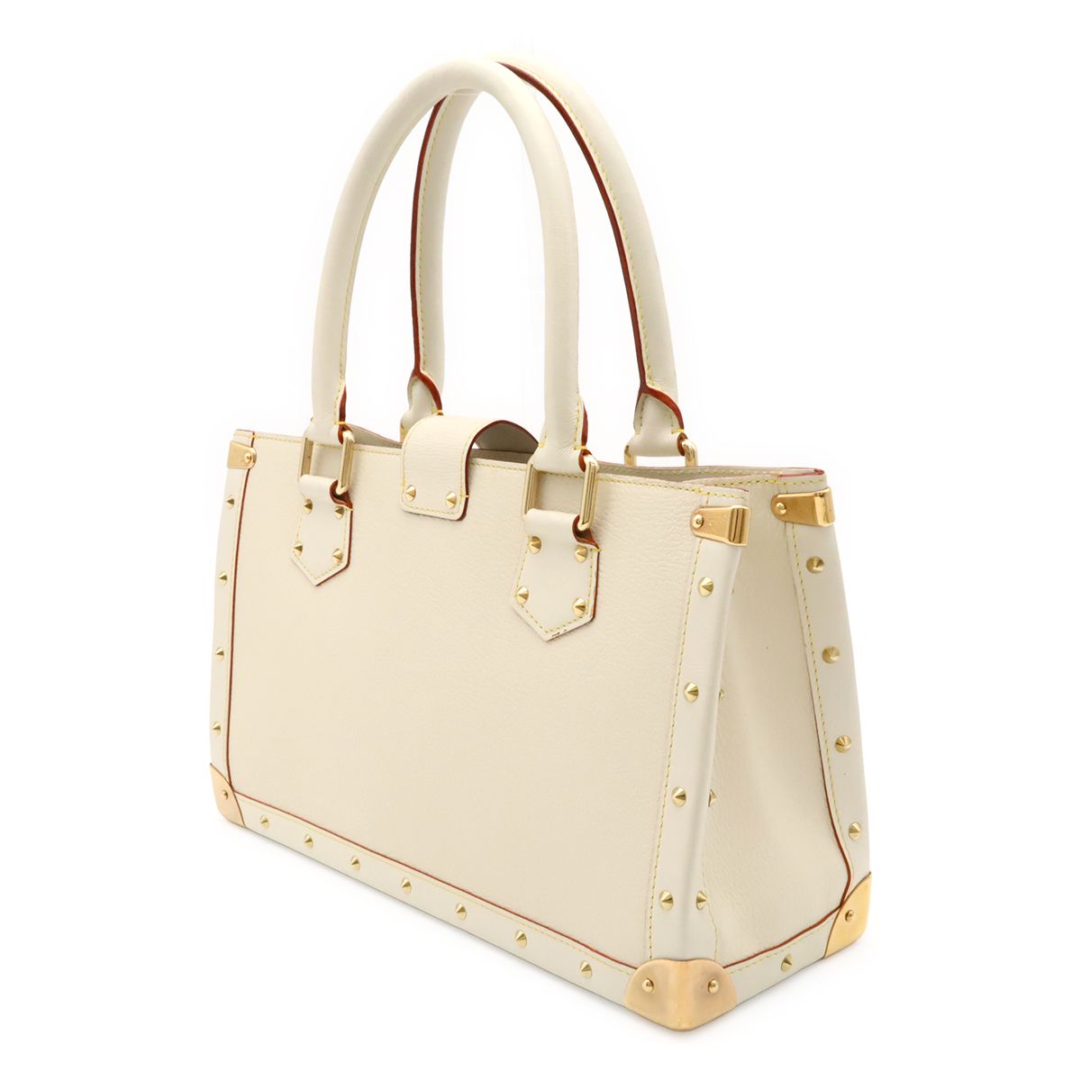 Louis Vuitton Suhali Faburo Tote Studs Leather Blanc White — view 2