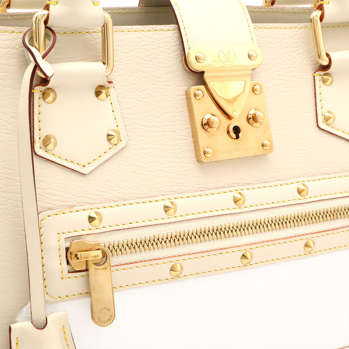 Louis Vuitton Suhali Faburo Tote Studs Leather Blanc White — view 9