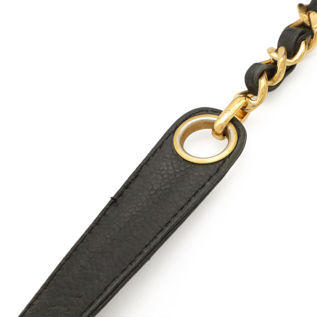 Chanel CC Logo Chain Tote Shoulder Bag Caviar Leather Black Gold — view 5