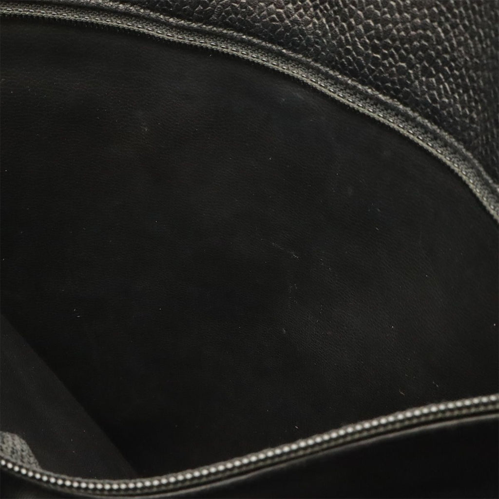 Chanel CC Logo Chain Tote Shoulder Bag Caviar Leather Black Gold — view 8