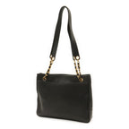 Chanel CC Logo Chain Tote Shoulder Bag Caviar Leather Black Gold — view 2