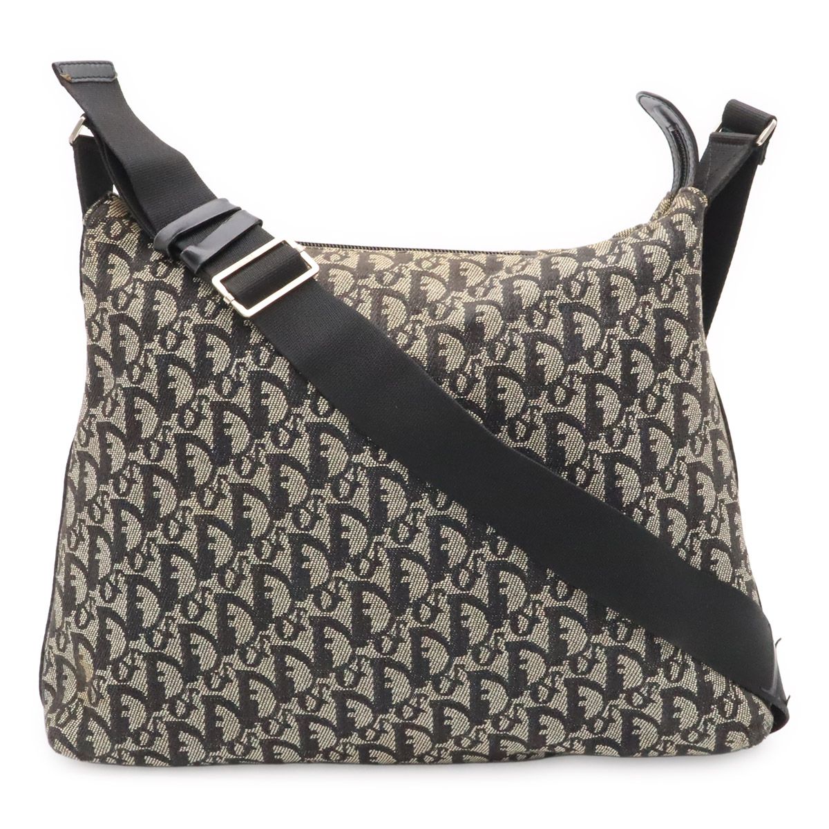 Dior Trotter Shoulder Bag Crossbody Jacquard Canvas Leather Black