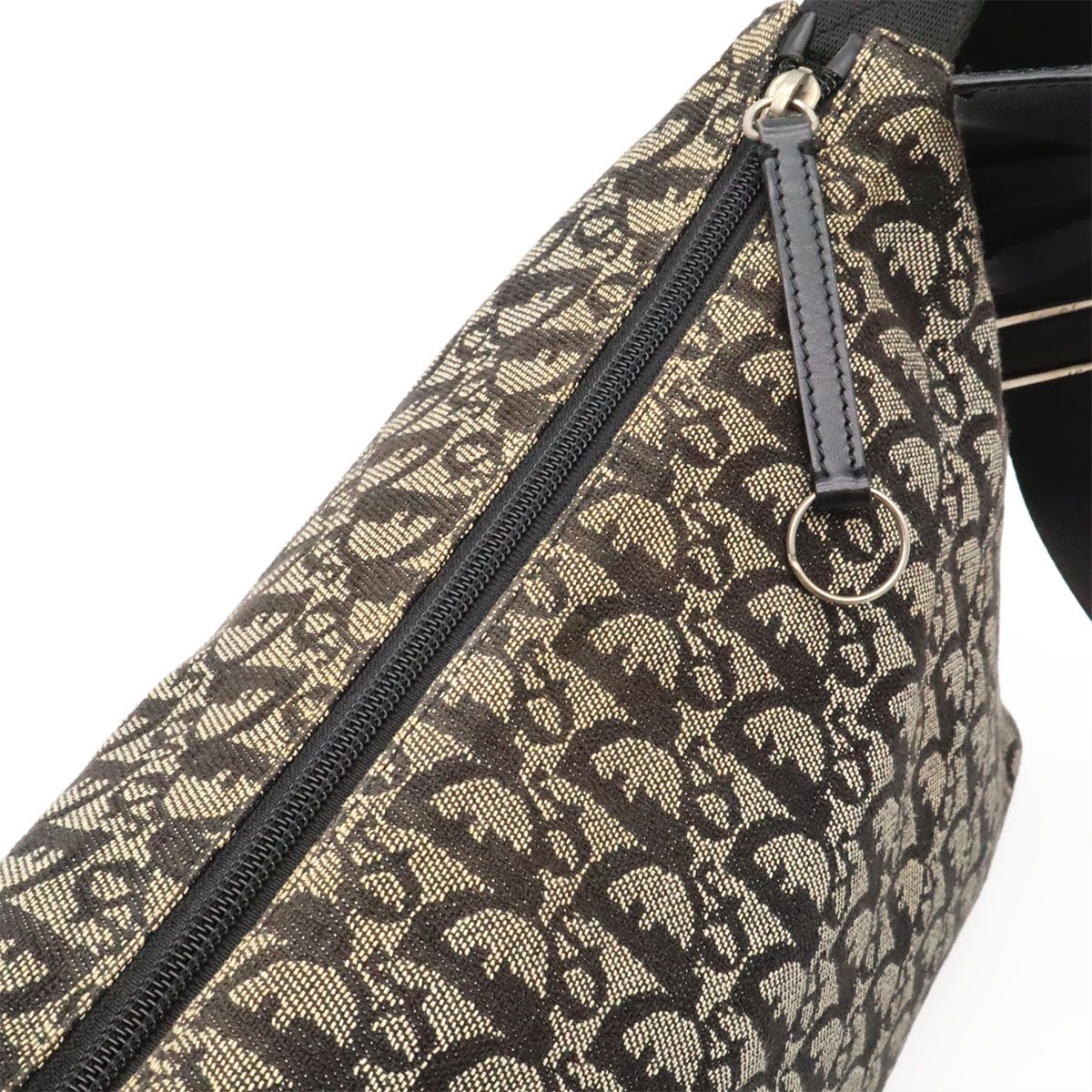 Dior Trotter Shoulder Bag Crossbody Jacquard Canvas Leather Black — view 7