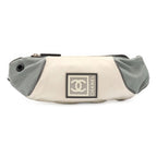 Chanel Sports Line CC Logo Belt Bag Waist Pouch Hip Nylon Gray Ivory