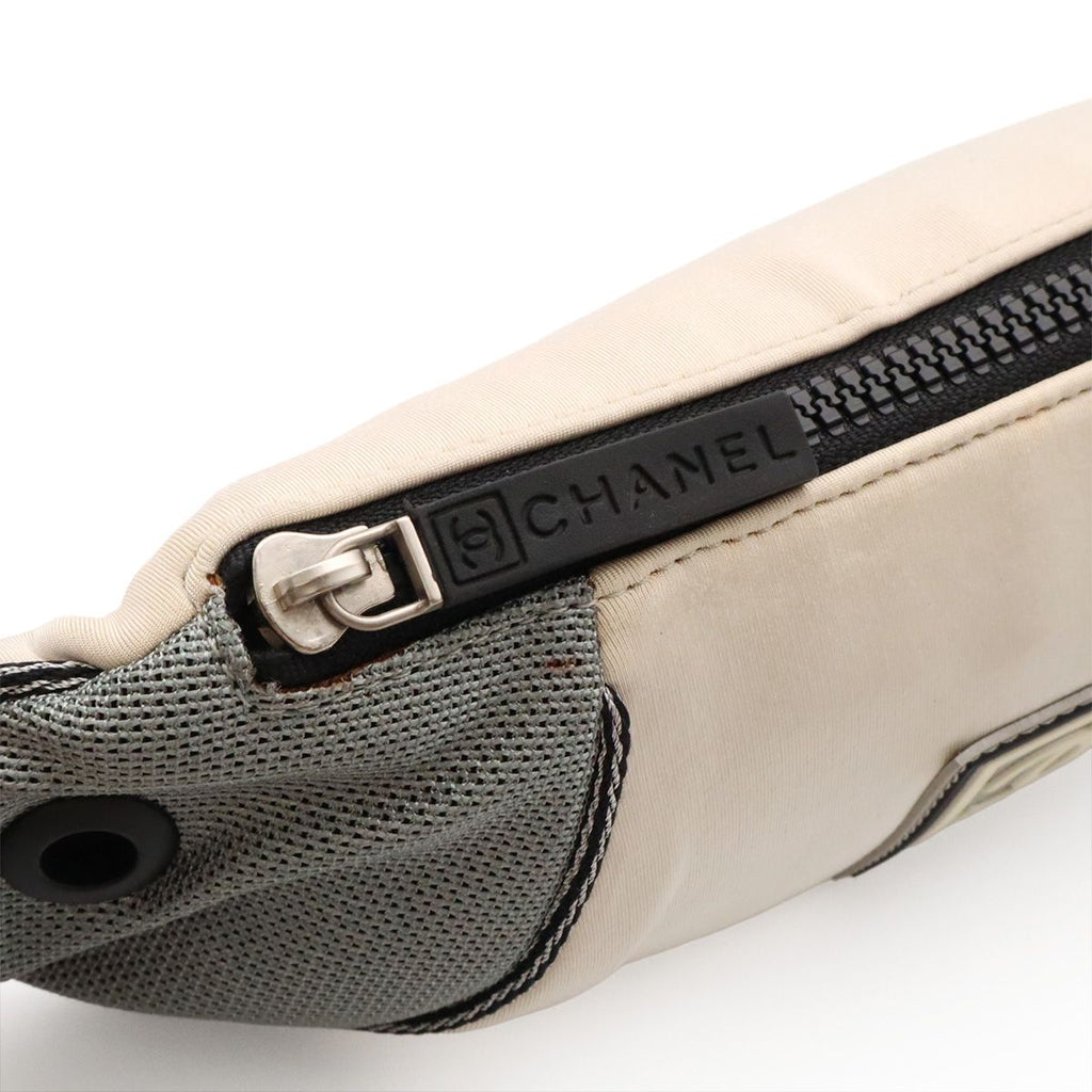 Chanel Sports Line CC Logo Belt Bag Waist Pouch Hip Nylon Gray Ivory — view 5