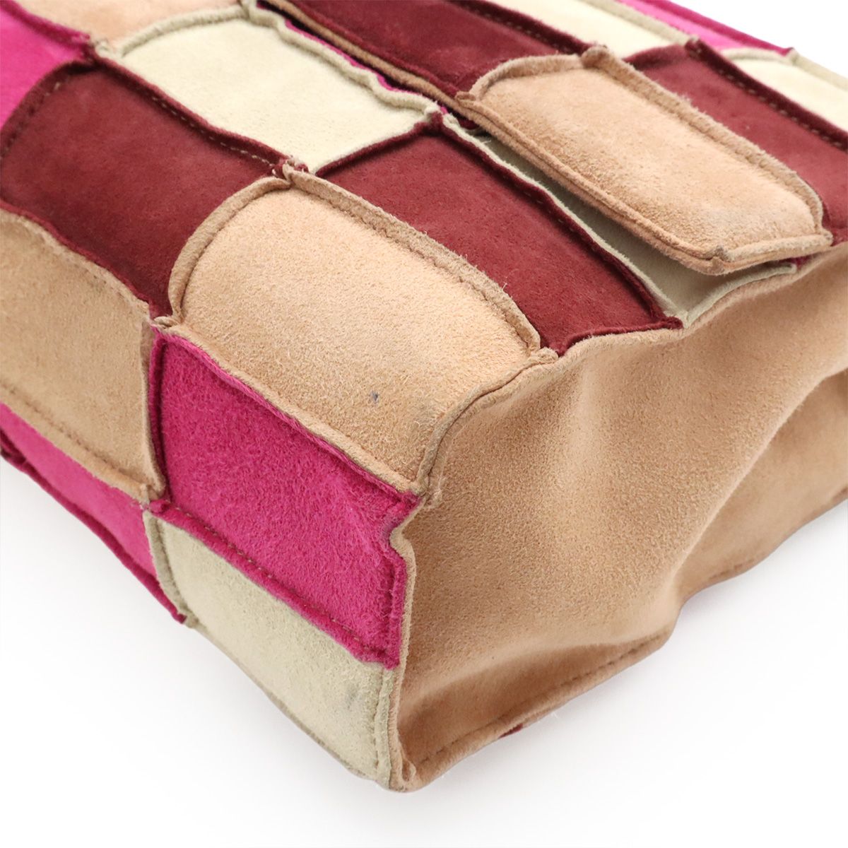 Chanel 2.55 Patchwork Chain Shoulder Bag Suede Beige Pink Bordeaux Silver — view 3