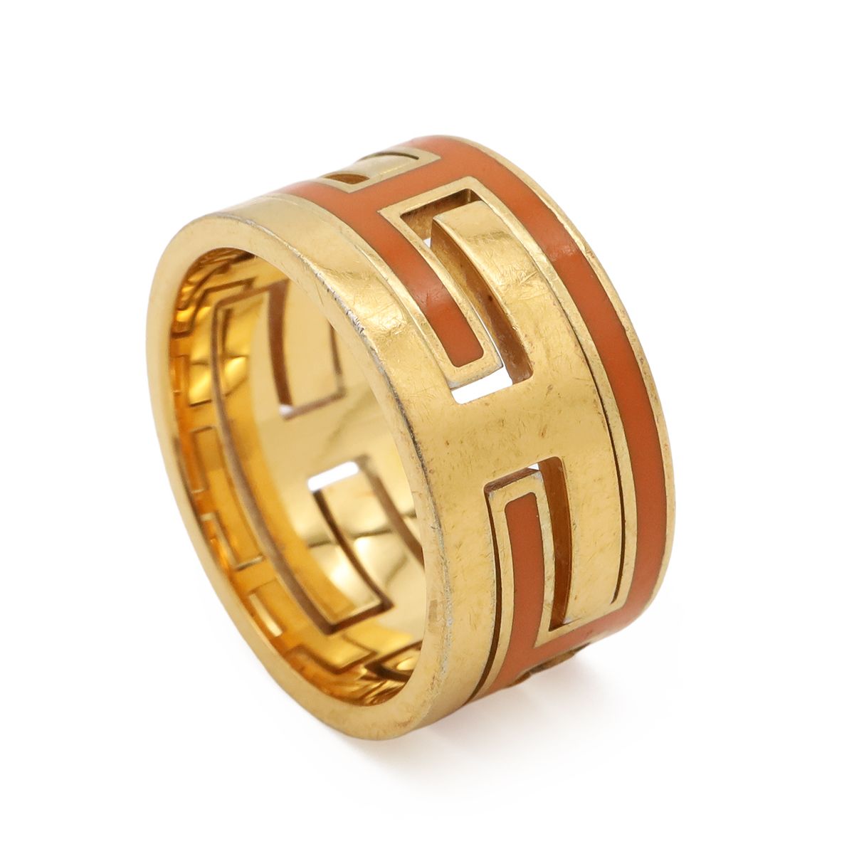 Hermes Move Ash Ring Wide Gold Orange — view 2