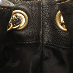 Chanel CC Logo Chain Shoulder Bag Drawstring Caviar Leather Black Gold — view 7