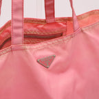 Prada Robot Triangle Logo Tote Large Shoulder Bag Nylon Pink — view 7