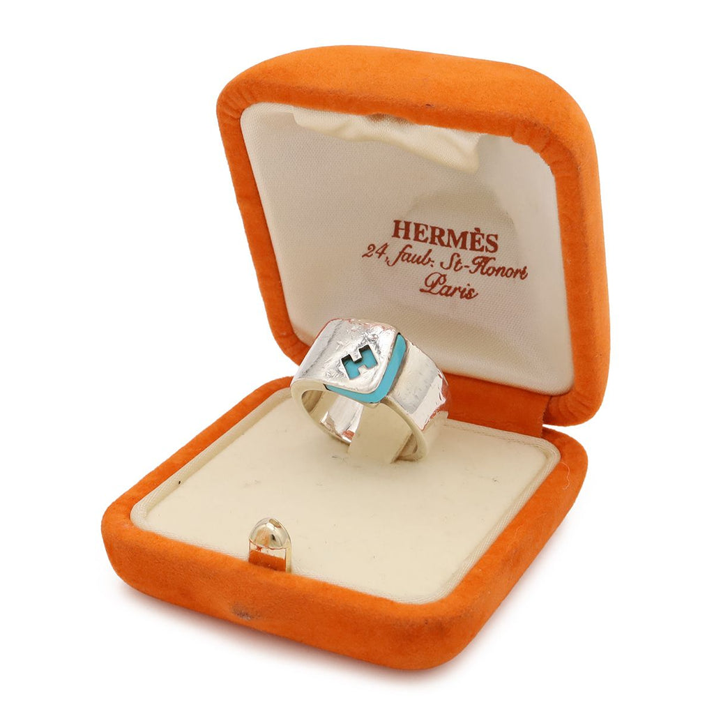 Hermes Candy Ring Logo Silver Blue — view 8