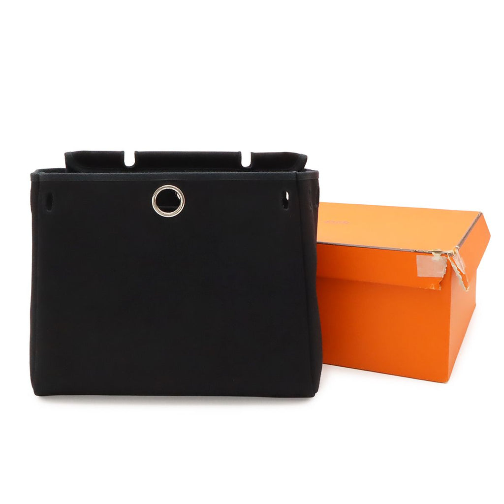 Hermes Herbag PM 2-Way Shoulder Bag Toile Ash Leather Natural Light Brown Black — view 9
