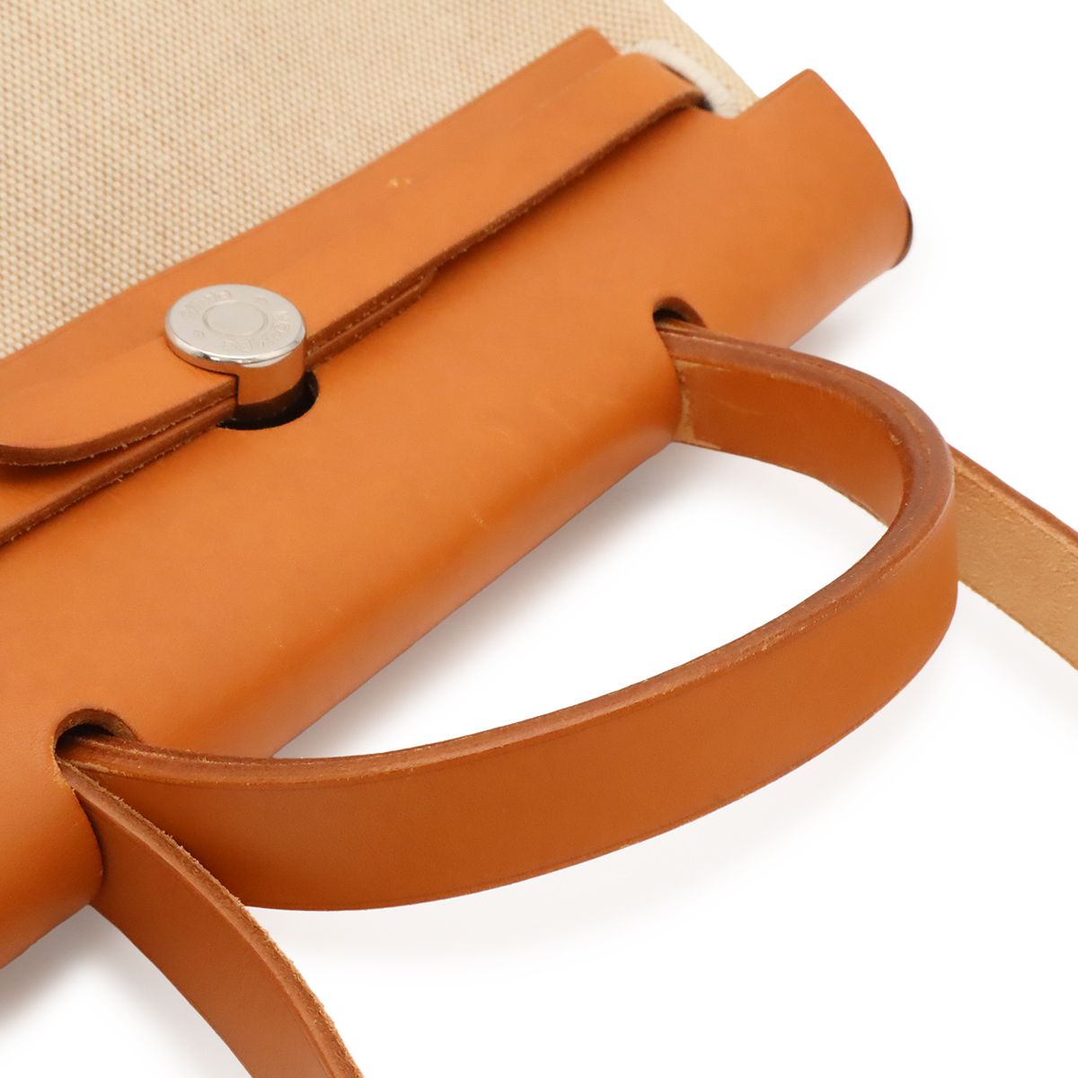 Hermes Herbag PM 2-Way Shoulder Bag Toile Ash Leather Natural Light Brown Black — view 4