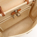 Hermes Herbag PM 2-Way Shoulder Bag Toile Ash Leather Natural Light Brown Black — view 8