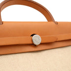 Hermes Herbag PM 2-Way Shoulder Bag Toile Ash Leather Natural Light Brown Black — view 6