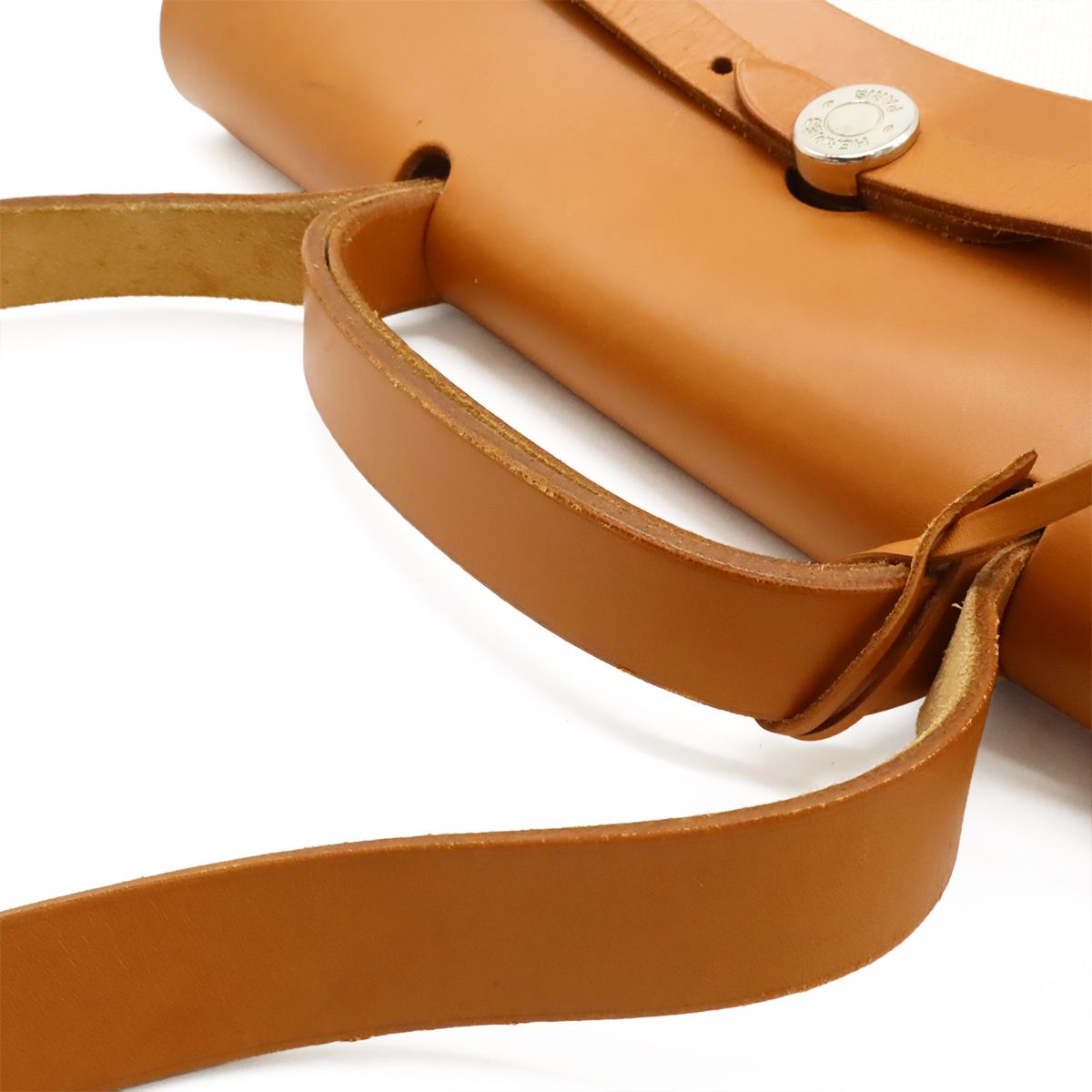 Hermes Herbag MM 2-Way Shoulder Bag Toile Ash Leather Natural Camel Silver — view 4