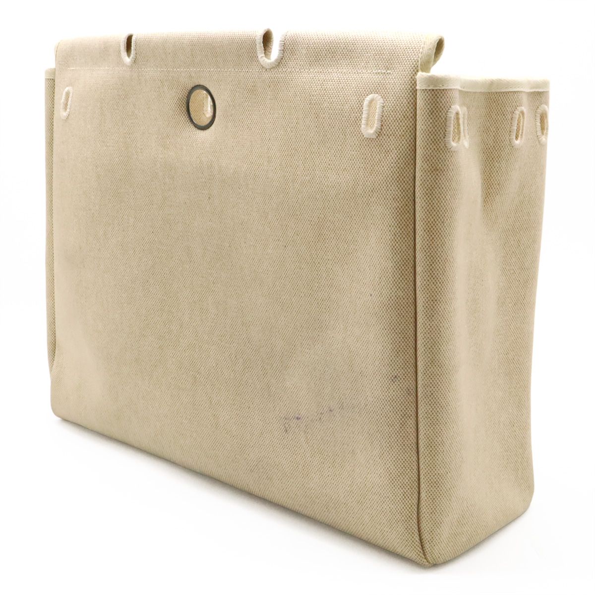 Hermes Herbag MM 2-Way Shoulder Bag Toile Ash Leather Natural Camel Silver — view 9
