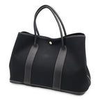 Hermes Garden Party PM Tote Shoulder Bag Toile Officier Leather Black — view 2