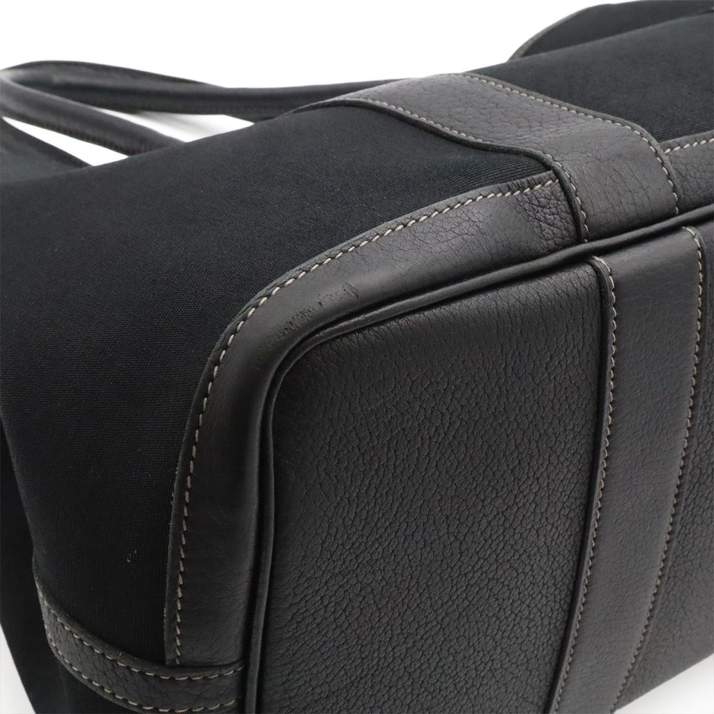 Hermes Garden Party PM Tote Shoulder Bag Toile Officier Leather Black — view 3