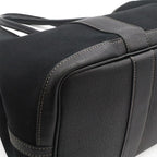 Hermes Garden Party PM Tote Shoulder Bag Toile Officier Leather Black — view 3