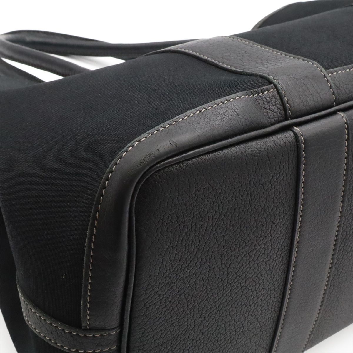 Hermes Garden Party PM Tote Shoulder Bag Toile Officier Leather Black — view 3