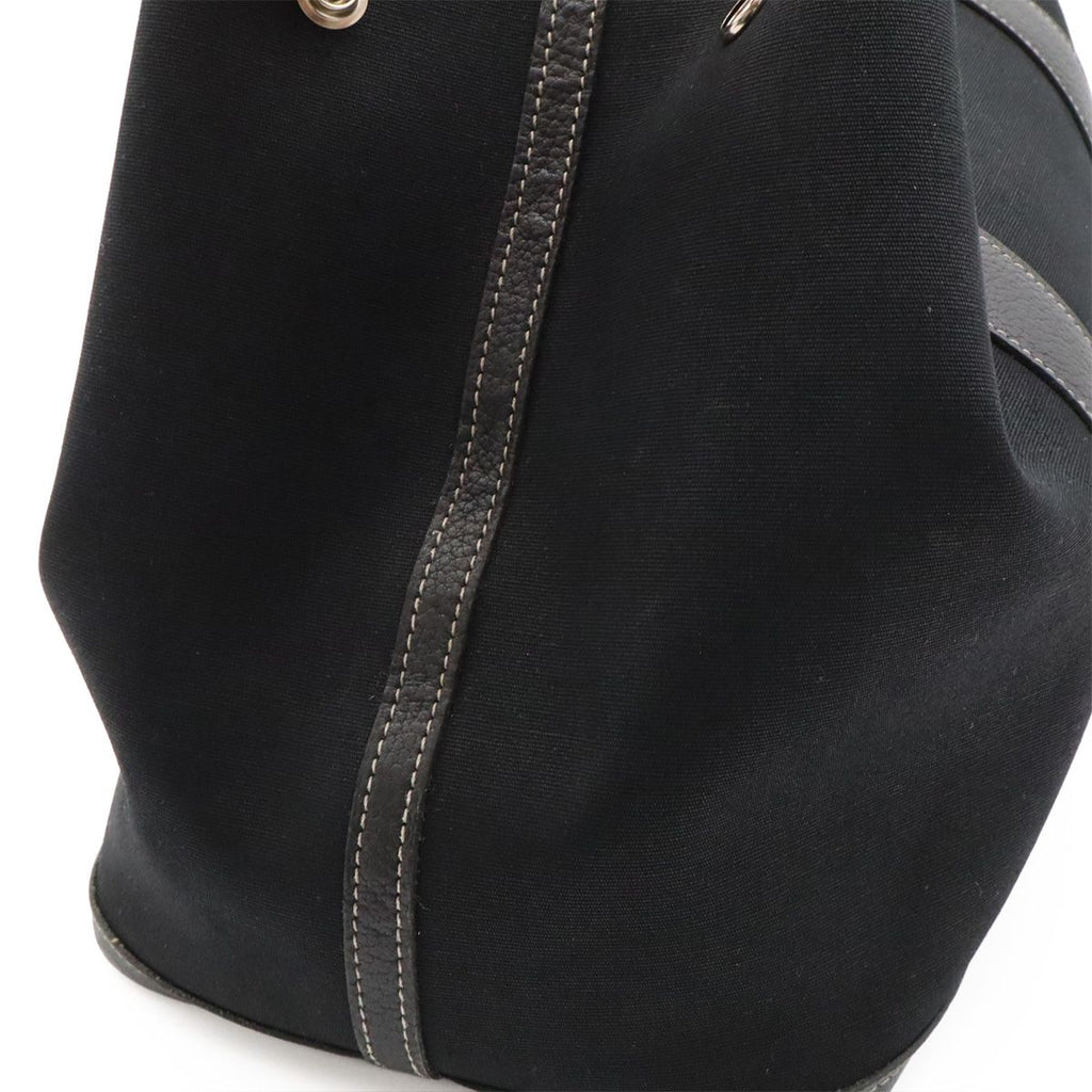 Hermes Garden Party PM Tote Shoulder Bag Toile Officier Leather Black — view 5