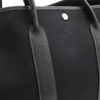 Hermes Garden Party PM Tote Shoulder Bag Toile Officier Leather Black — view 6