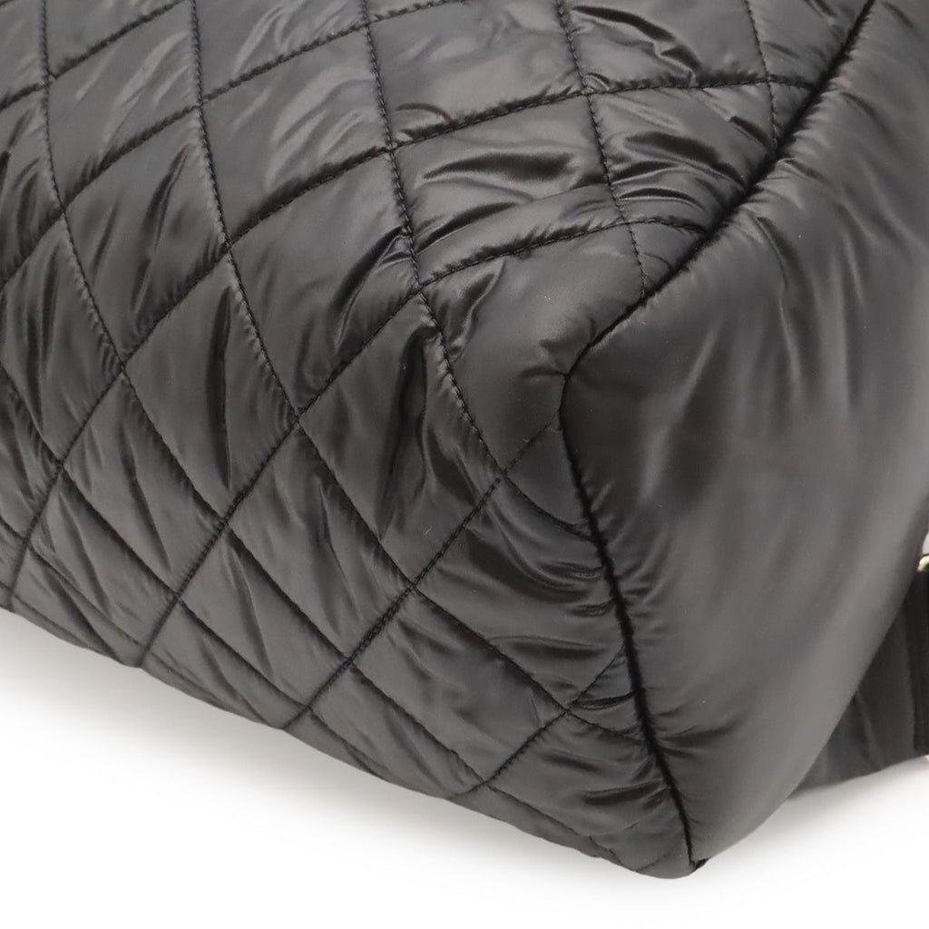 Chanel Coco Cocoon Backpack Quilted Nylon Leather Black Bordeaux — view 3