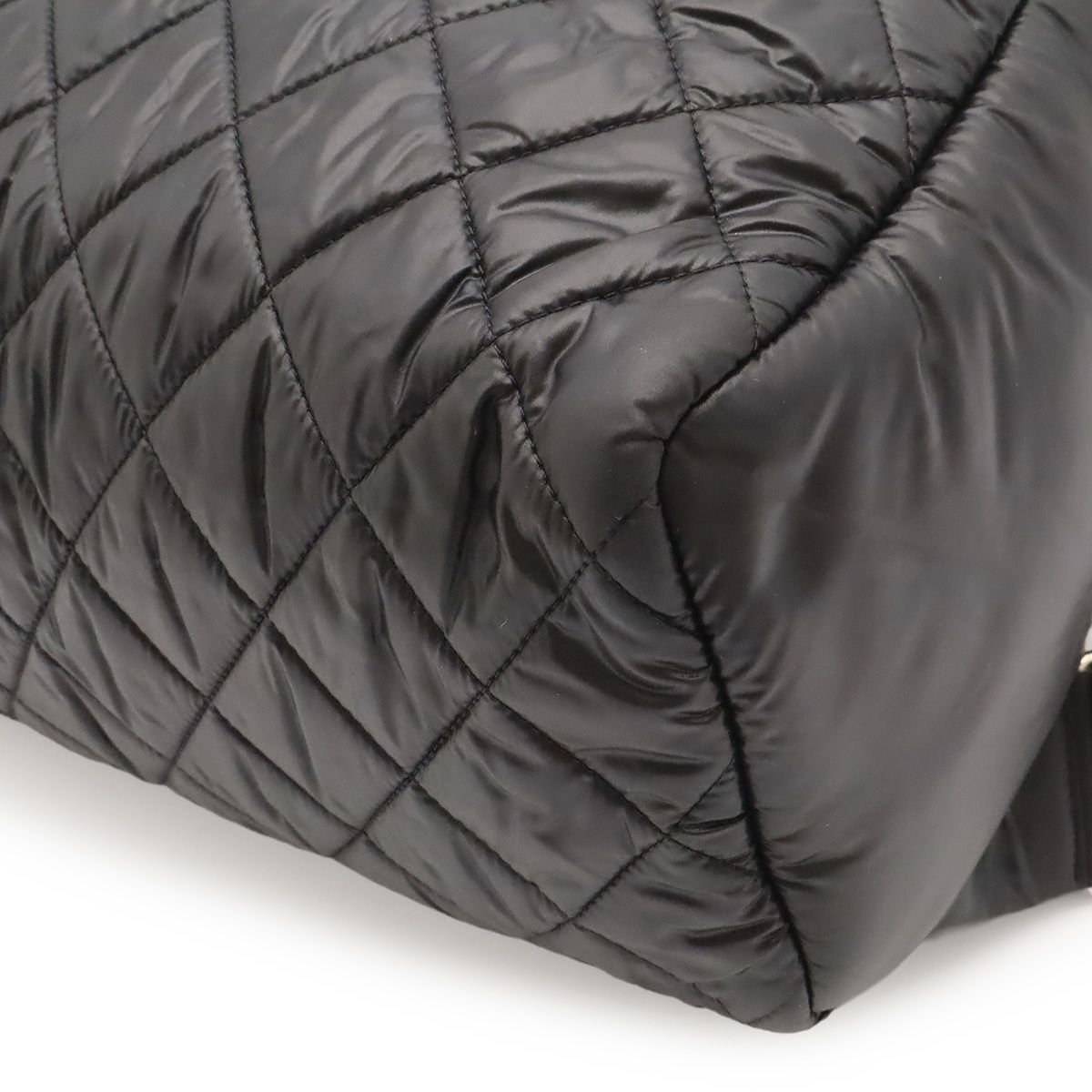 Chanel Coco Cocoon Backpack Quilted Nylon Leather Black Bordeaux — view 3