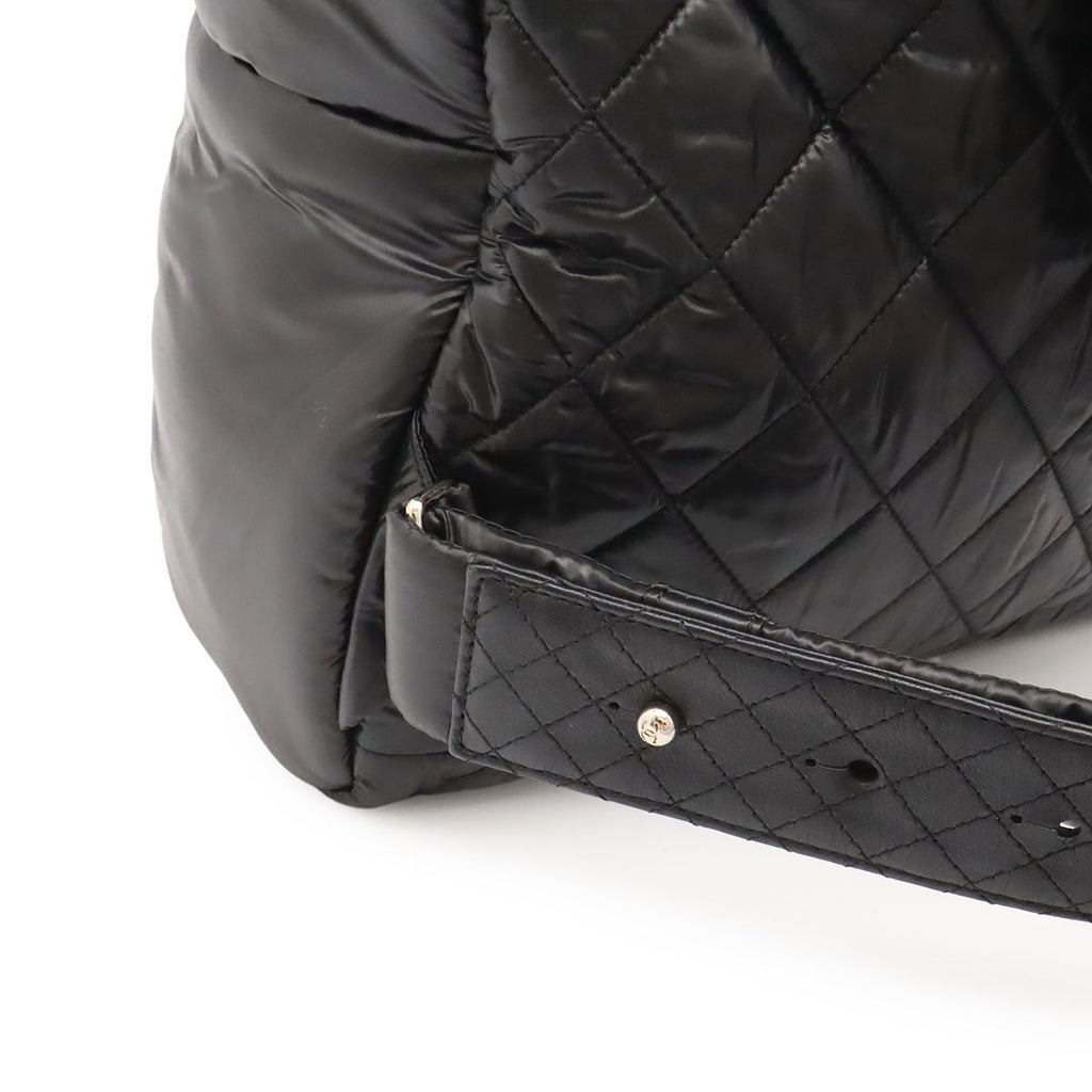 Chanel Coco Cocoon Backpack Quilted Nylon Leather Black Bordeaux — view 5
