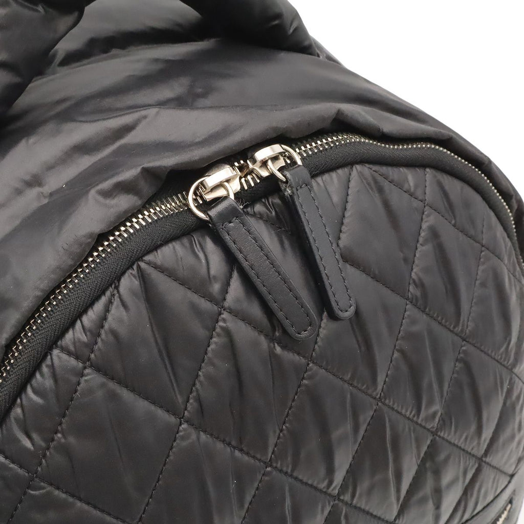 Chanel Coco Cocoon Backpack Quilted Nylon Leather Black Bordeaux — view 6