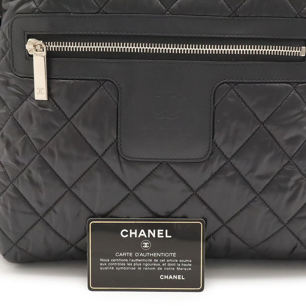 Chanel Coco Cocoon Backpack Quilted Nylon Leather Black Bordeaux — view 9